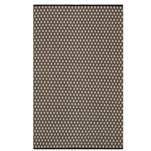 HOME CONSERVATORY Dainty Diamond Black/Ivory Handwoven Cotton Rug