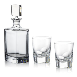 ROGASKA Manhattan Whiskey Decanter 27 Oz with DOF 9 Oz, Set of 2