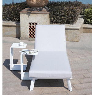 DIRECT WICKER 80.71" Long Reclining Single Chaise with Cushions and Table
