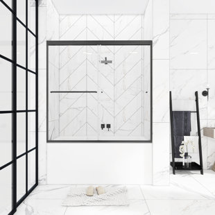 STAYKIWI 56" - 60" W x 58" H Double Sliding Framed Tub Door