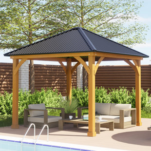 AOODOR 10 Ft. W x 10 Ft. D Wood Patio Gazebo