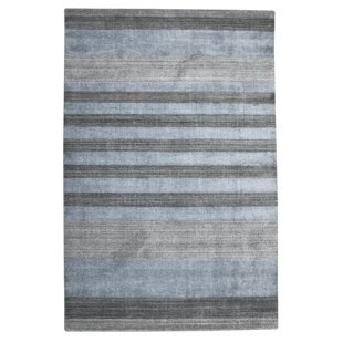 AMER RUGS Blend Striped Hand-Woven Gray/Blue Area Rug