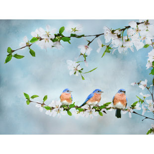 MADE & CURATED Blue Birds In Cherry Blossoms 1 by Beth Sheridan