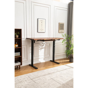 KEELAN SCOTT Adjustable Standing Desk with South American Walnut, Live Edge Desk with Keyboard Tray