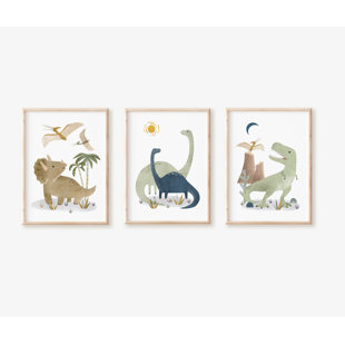 NEMO AND HER Dinosaur Set Paper Art Prints - Unframed Prints