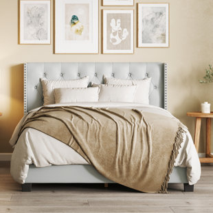 ETTA AVENUE™ Tianna Diamond Tufted Upholstered Bed Frame with Wingback Headboard