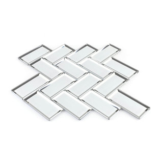 HAORE HOME 2" x 4" Glass Herringbone Wall Tile