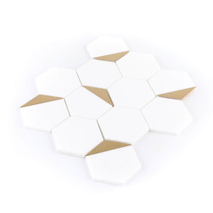HAORE HOME 9'' W x 10.4'' L Metal Hexagon Mosaic Wall & Floor Tile