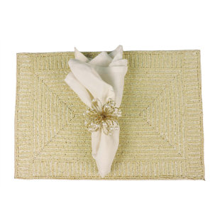 TRUNKIN' Glass Beads Embroidered Rectangle Placemat (Set of 2)