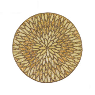 TRUNKIN' Glass Beads Floral Round Placemat (Set of 2)