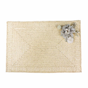 TRUNKIN' Glass Beads Embroidered Rectangle Placemat (Set of 2)