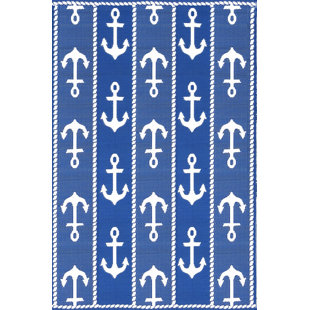 Mad Mats Anchor Reversible, UV Resistant Blue & White Indoor/Outdoor Rug
