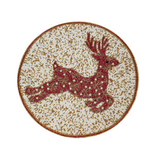 TRUNKIN' Glass Beads Embroidered Round Placemat