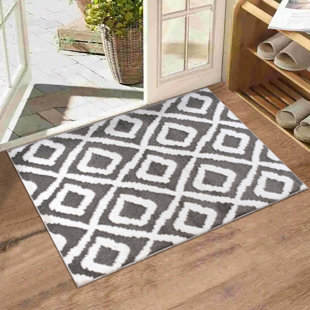 FOUNDRY SELECT Sofihas Gray/White Indoor Door Mat w/ Rubber Backing Set of 2