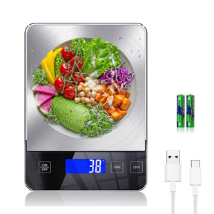 OAK DECOR BLAZE Rechargeable Digital Kitchen Scale,33lbs 5 Units Food Scale Weight Grams And Ounces With Tare Function, Large Panel Digital Scale With Lcd Display, 1g/0.1oz Precise Graduation Scale For Baking, Cooking