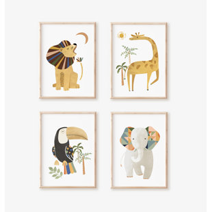 NEMO AND HER Safari 4- Piece Set Paper Print - Unframed Prints