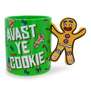 SILVER BUFFALO Shrek Gingerbread Man "Avast Ye Cookie" Ceramic Mug With Sculpted Handle
