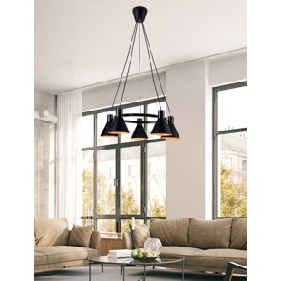 GEORGE OLIVER Guto 5-Light Wagon Wheel Chandelier