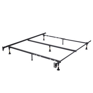 ALWYN HOME Adjustable Metal Bed Frame with Center Support Rail, Support Legs & Glides