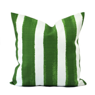 THAT DUTCH GIRL Nico Green Striped Indoor/Outdoor Reversible Pillow Cover