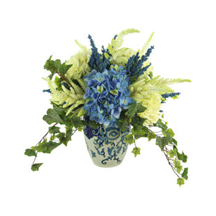 CREATIVE DISPLAYS, INC. Polysilk Hydrangea Arrangement in Vase