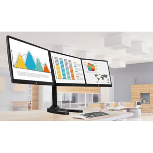 Mount-It Triple Monitor Stand | Free Standing and Grommet Bases | Fits 19 - 24 in. Computer Screens