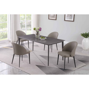 CHINTALY IMPORTS Dining Set w/ Marbleized Sintered Stone Top & 4 Curved Back Side Chairs