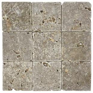PARVATILE Expresso 4" x 4" Travertine Wall Tile