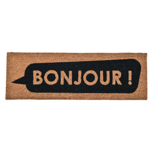 EVIDECO Bonjour 30x10 Long Sheltered Front Door Mat Coco Natural