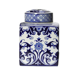 BIRCH LANE™ Chadwicks Decorative Square Ceramic Ginger Jar with Lid