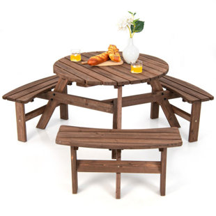 HIGHLAND DUNES Kate Round 6 - Person 35'' Long Picnic Table