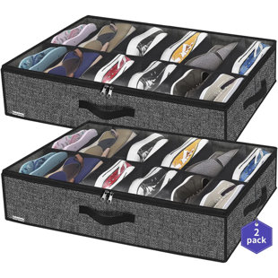 REBRILLIANT 24 Pair Stackable Underbed Shoe Storage (Set of 2)