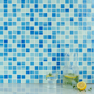 WS TILES® Hand Painted 12" x 12" Glass Grid Mosaic Tile