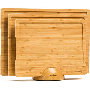 CG INTERNATIONAL TRADING Wooden Cutting Boards For Kitchen - Bamboo Cutting Board Set, Chopping Board Set - Wood Cutting Board Set With Holder - First Apartment Kitchen Essentials, New Home Kitchen Accessories