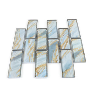 HAORE HOME 2" x 6" Glass Brick Joint Mosaic Wall Tile