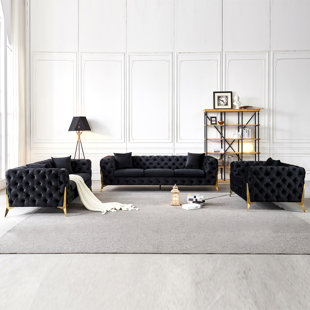 JUXING FURNITURE INC 3 - Piece Velvet Living Room Set