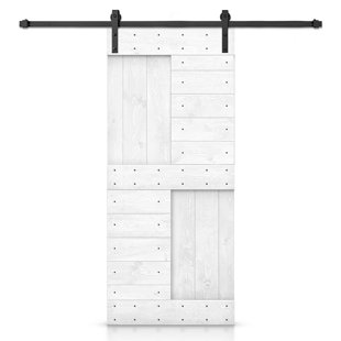 CALHOME 84'' Solid Wood Paneled Painted with Installation Hardware Kit Barn Door
