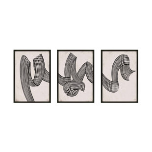 LIPMAN ART Linework Framed On Paper 3 Pieces by Studio M Print