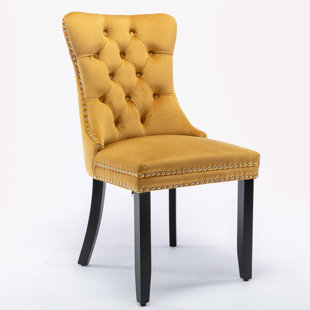 ROSDORF PARK Javarn Tufted Velvet Wing Back Dining Chair (Set of 2)