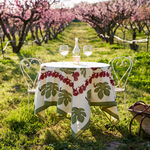 COULEUR NATURE Fig Red/Green/White Tablecloth - Square