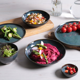 PORTO BRASIL Bio Stoneware Ocean Soup Plate, Pasta Bowl, Salad Bowl , 28.7 Oz (Set Of 6)