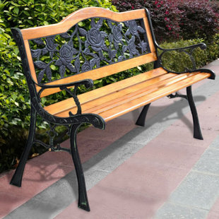 FLEUR DE LIS LIVING Harwell Metal/Solid Wood Outdoor Bench