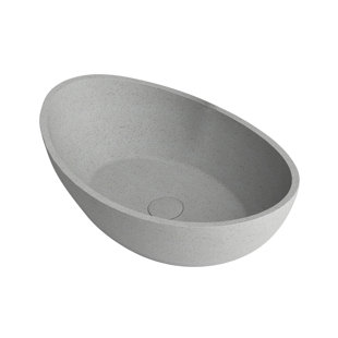 Aimasha 13.7'' Gray Concrete Oval Vessel Bathroom Sink