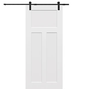 MMI DOOR Door Hinge 80'' Solid + Manufactured Wood Paneled with Installation Hardware Kit Barn Door