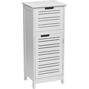 EVIDECO Miami 14.7" W x 32.12" H x11.13" D Free-Standing Linen Floor Tower Cabinet White