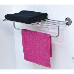 EVIDECO Wall Mounted Bath Towel Rack Holder 1 Shelf 1 Bar