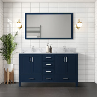 LEXORA Jacques 60 in. W x 22 in. D Navy Blue Double Bath Vanity