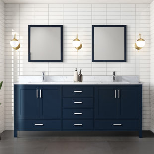 LEXORA Jacques 80 in. W x 22 in. D Navy Blue Double Bath Vanity