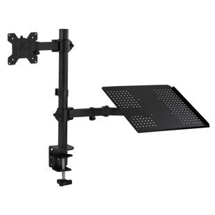 Mount-It Fully Adjustable Laptop & VESA Monitor Desk Mount | Desk Pole Mount Extension | Black