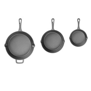 Lexi Home 3 Piece Cast Iron Frying Pan Set